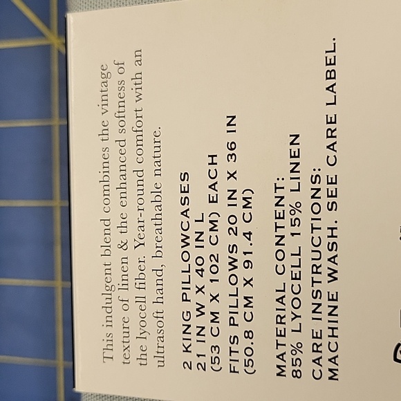 King Hotel Style Lyocell & Linen Blend Pillow Case Set of 2 in Pk Duck Egg Color - Picture 3 of 3